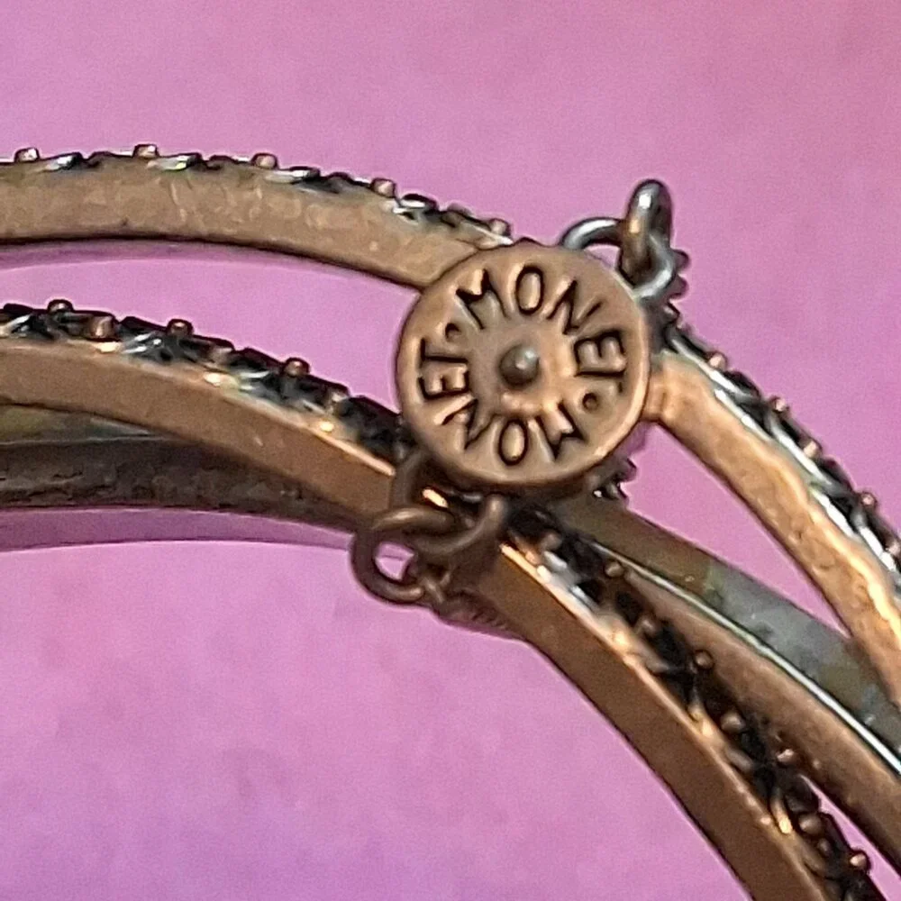 Monet Gold-Tone and Tan Floral Bangle Set - Picture 5 of 8